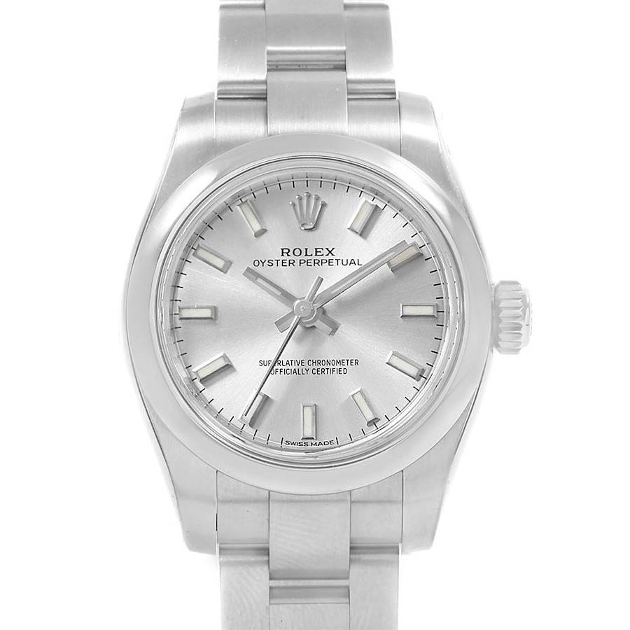 Rolex Oyster Perpetual Nondate Silver Dial Ladies Watch 176200 Unworn SwissWatchExpo