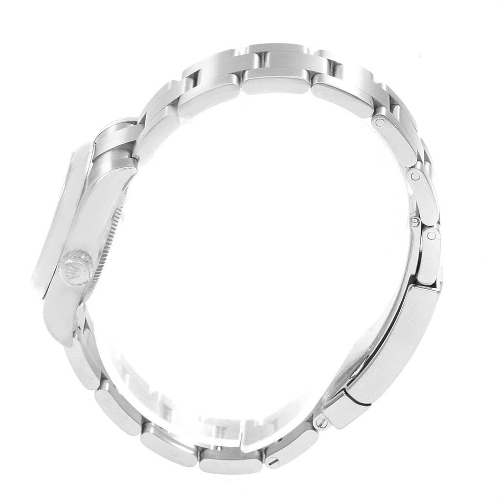 The image shows the side view of a Rolex Oyster Perpetual 176200 Women's Stainless Steel Silver Dial 176200 Women's Stainless Steel Silver Dial watch, focusing on the bracelet and case.