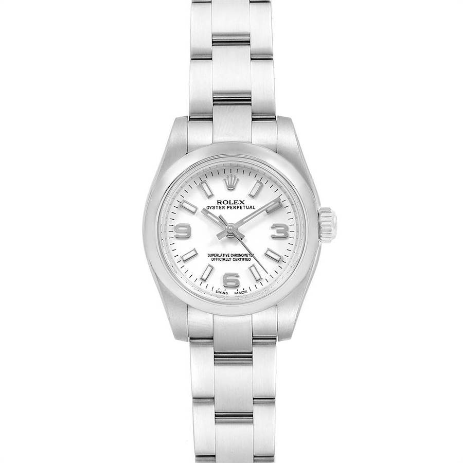 Rolex Oyster Perpetual Nondate White Dial Ladies Watch 176200 SwissWatchExpo