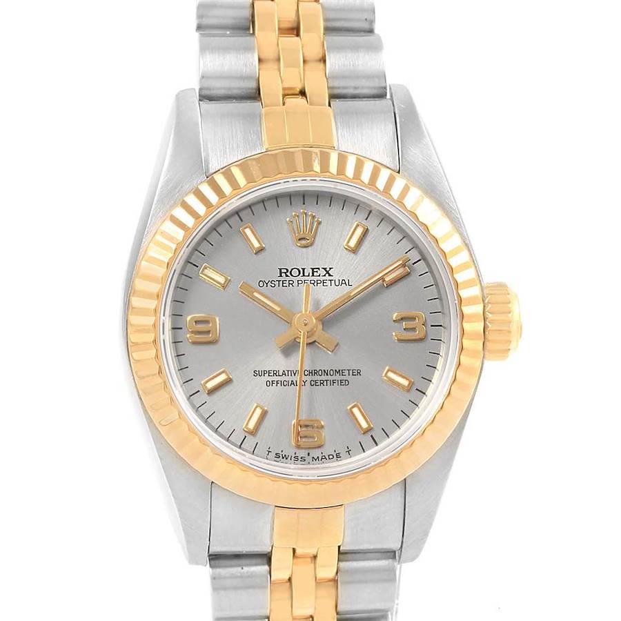 Rolex Oyster Perpetual Steel Yellow Gold Slate Dial Ladies Watch 67193 SwissWatchExpo