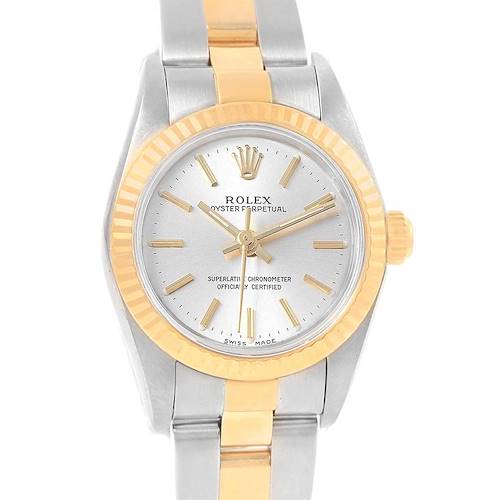 Photo of Rolex Oyster Perpetual NonDate Ladies Steel Yellow Gold Watch 76193 Box Papers