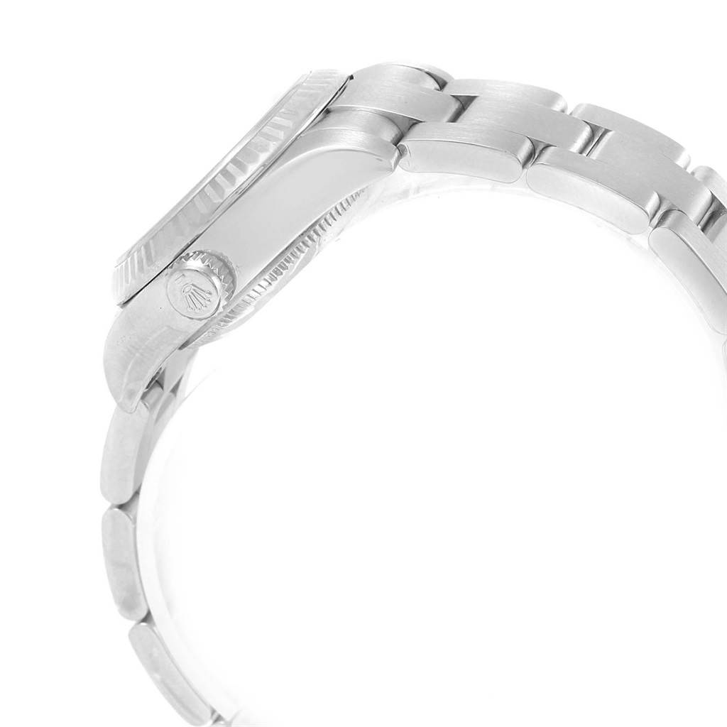 The image shows a side profile view of a Rolex Oyster Perpetual 176234 Women's Stainless Steel  176234 Women's Stainless Steel  watch focusing on the case, crown, and bracelet.