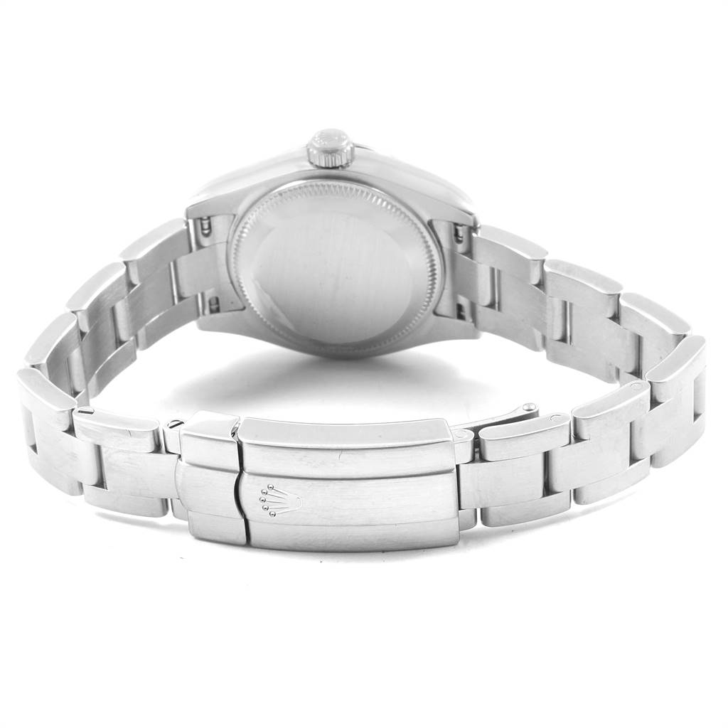 The image shows the back case and bracelet clasp of a Rolex Oyster Perpetual 176234 Women's Stainless Steel Pink Dial 176234 Women's Stainless Steel Pink Dial watch.