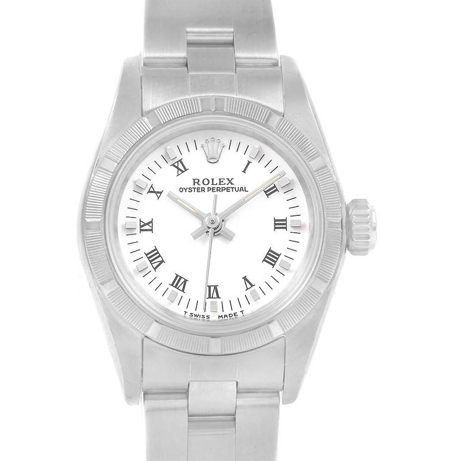 Rolex Oyster Perpetual White Dial Oyster Bracelet Ladies Watch 67230 SwissWatchExpo