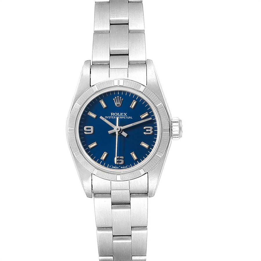 Rolex Oyster Perpetual Blue Dial Oyster Bracelet Ladies Watch 67230 SwissWatchExpo