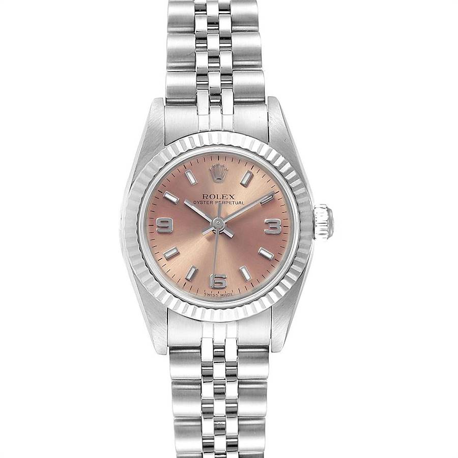 Rolex Oyster Perpetual Non-Date Steel White Gold Ladies Watch 76094 SwissWatchExpo