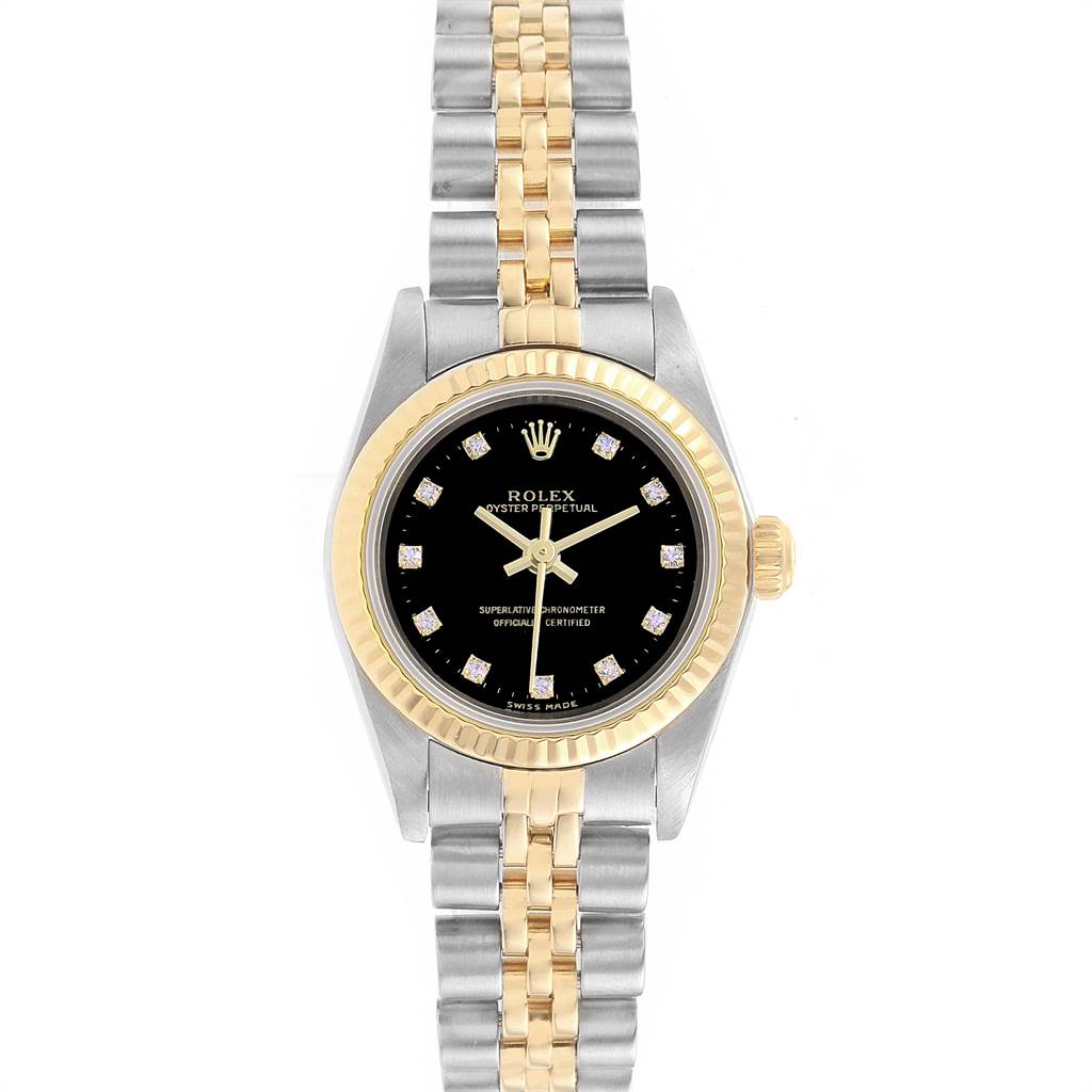 Rolex Oyster Perpetual Steel Yellow Gold Diamond Ladies Watch 76193 ...