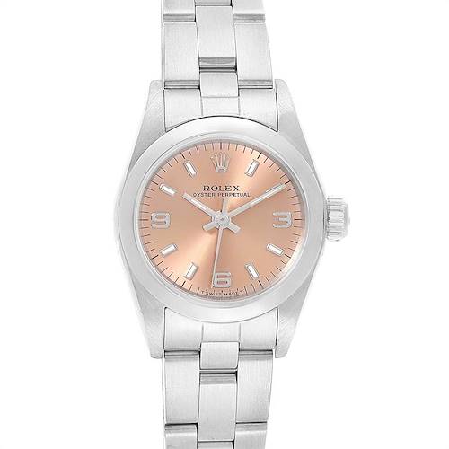 Photo of Rolex Oyster Perpetual Nondate Ladies Steel Salmon Dial Watch 67180