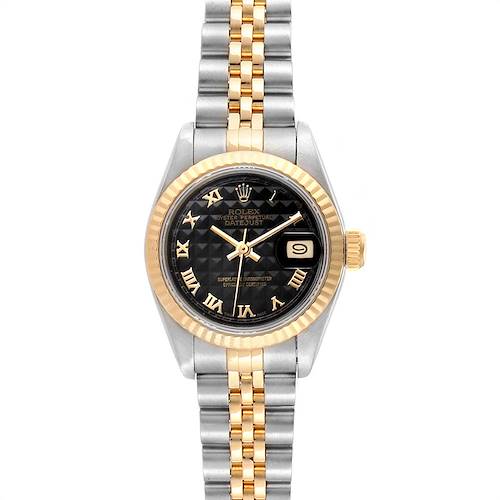 Photo of Rolex Datejust 26 Steel Yellow Gold Black Pyramid Dial Ladies Watch 69173