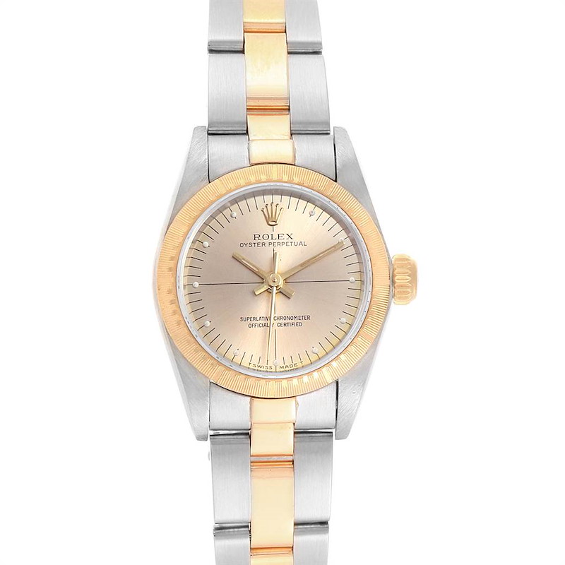 Rolex Oyster Perpetual NonDate Ladies Steel Yellow Gold Watch 67243 SwissWatchExpo
