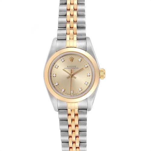 Photo of Rolex nonDate Steel Yellow Gold Diamond Ladies Watch 76183 Box Papers
