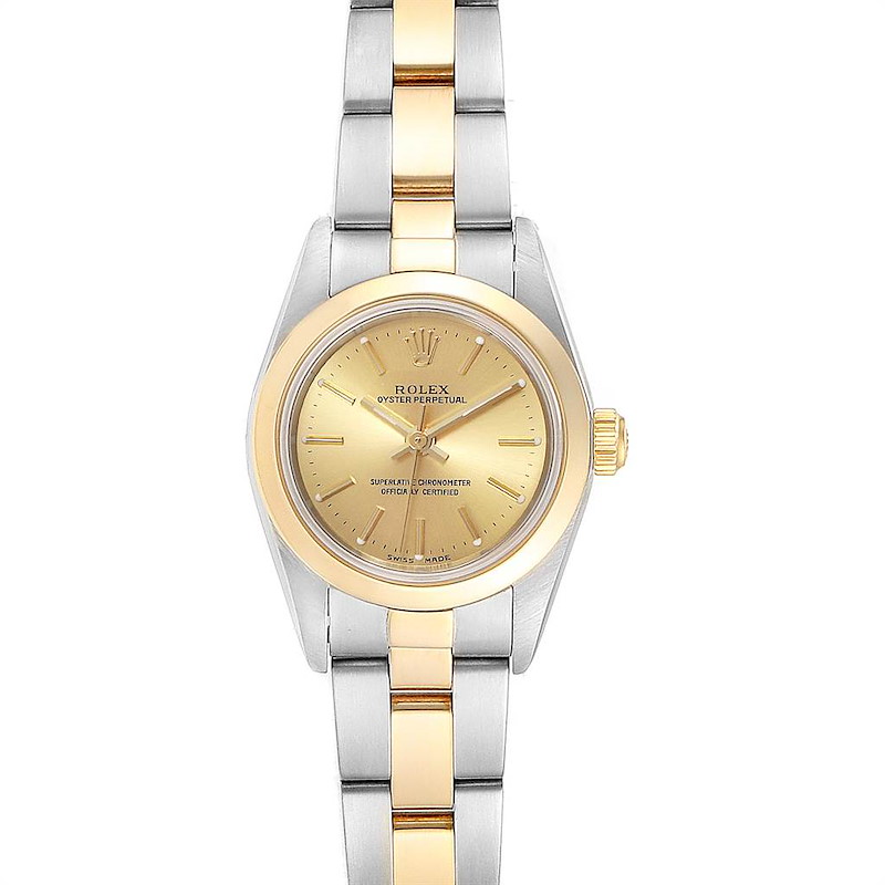 Rolex Oyster Perpetual nonDate Steel Yellow Gold Ladies Watch 76183 SwissWatchExpo