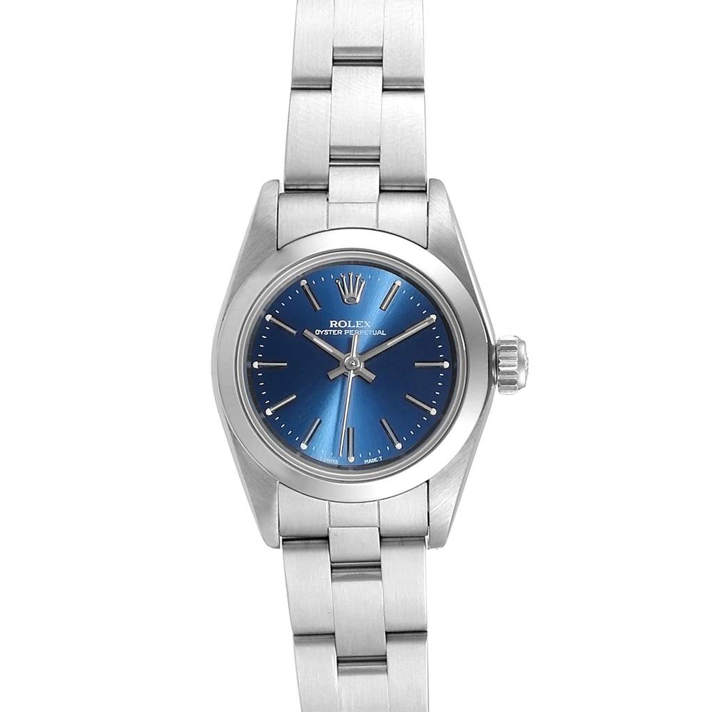 Rolex Oyster Perpetual Nondate Steel Blue Dial Ladies Watch 67180