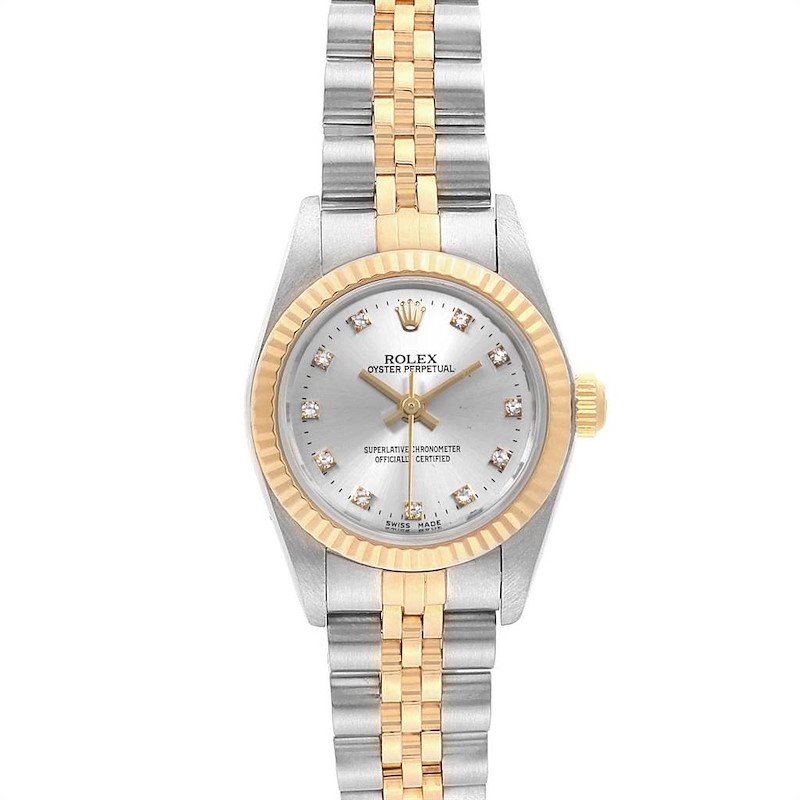 Rolex Oyster Perpetual Steel Yellow Gold Diamond Ladies Watch 76193 SwissWatchExpo