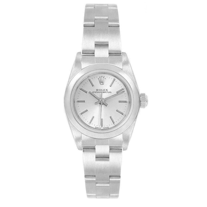 Rolex Oyster Perpetual 24 Nondate Silver Dial Ladies Watch 76080 Papers SwissWatchExpo