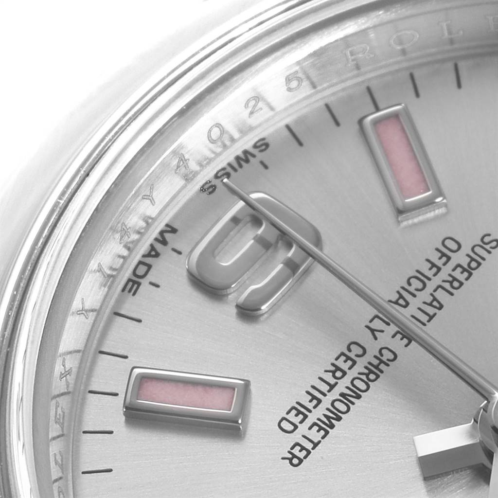 The image shows a close-up of the dial and hands of a Rolex Oyster Perpetual 176200 Women's Stainless Steel Silver Dial 176200 Women's Stainless Steel Silver Dial watch.