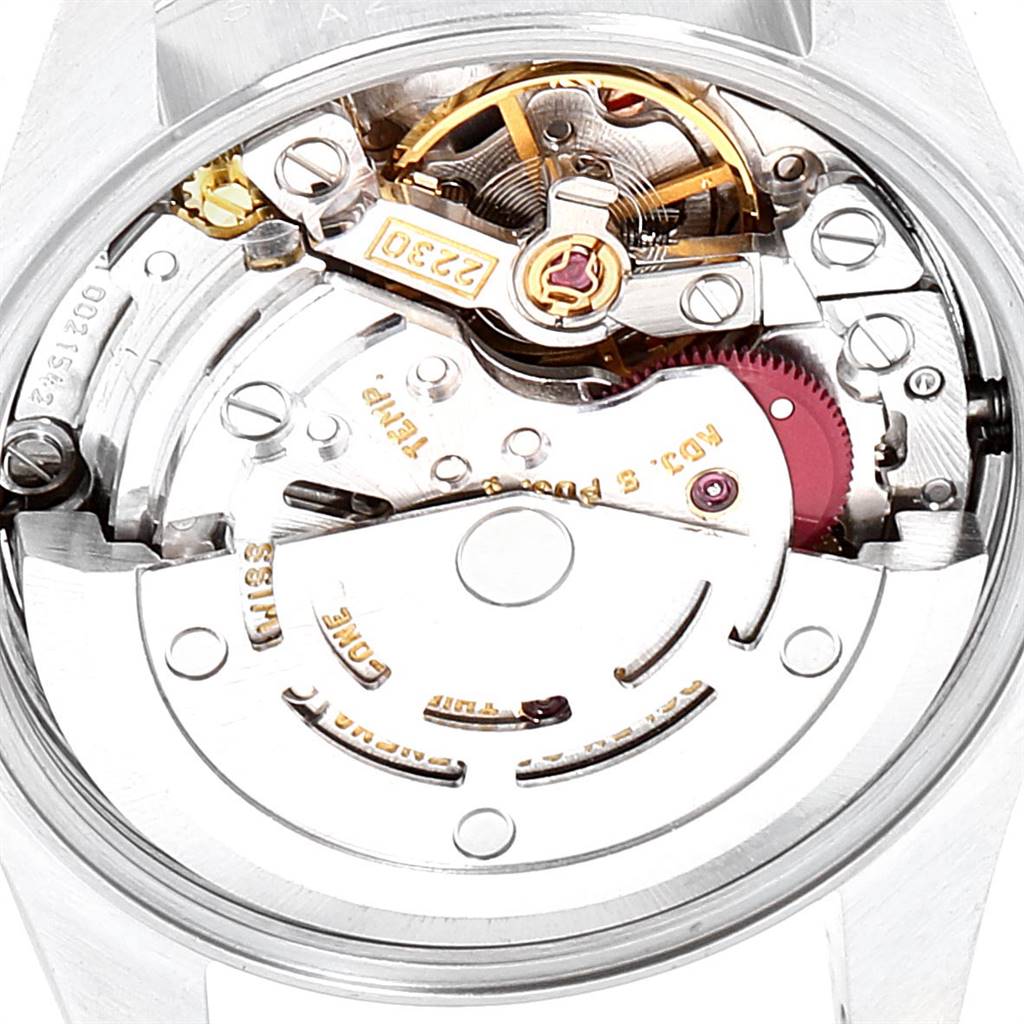 The image shows the internal mechanical components of the Rolex Oyster Perpetual 76080 Women's Stainless Steel Pink Dial 76080 Women's Stainless Steel Pink Dial watch, viewed from the back.