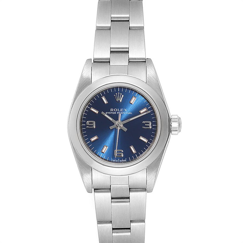 Rolex Oyster Perpetual 24 Nondate Blue Dial Ladies Watch 76080 SwissWatchExpo