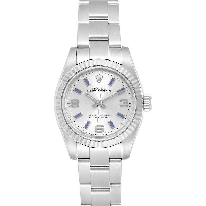 Rolex Nondate Steel White Gold Silver Dial Ladies Watch 176234 Box Card SwissWatchExpo