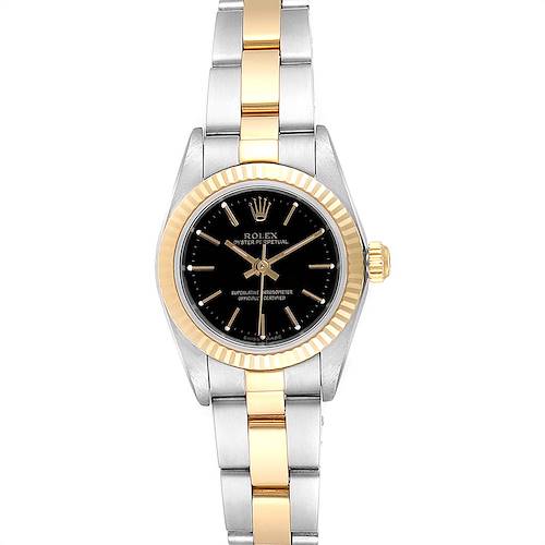 Photo of Rolex Oyster Perpetual Black Dial Steel Yellow Gold Ladies Watch 76193
