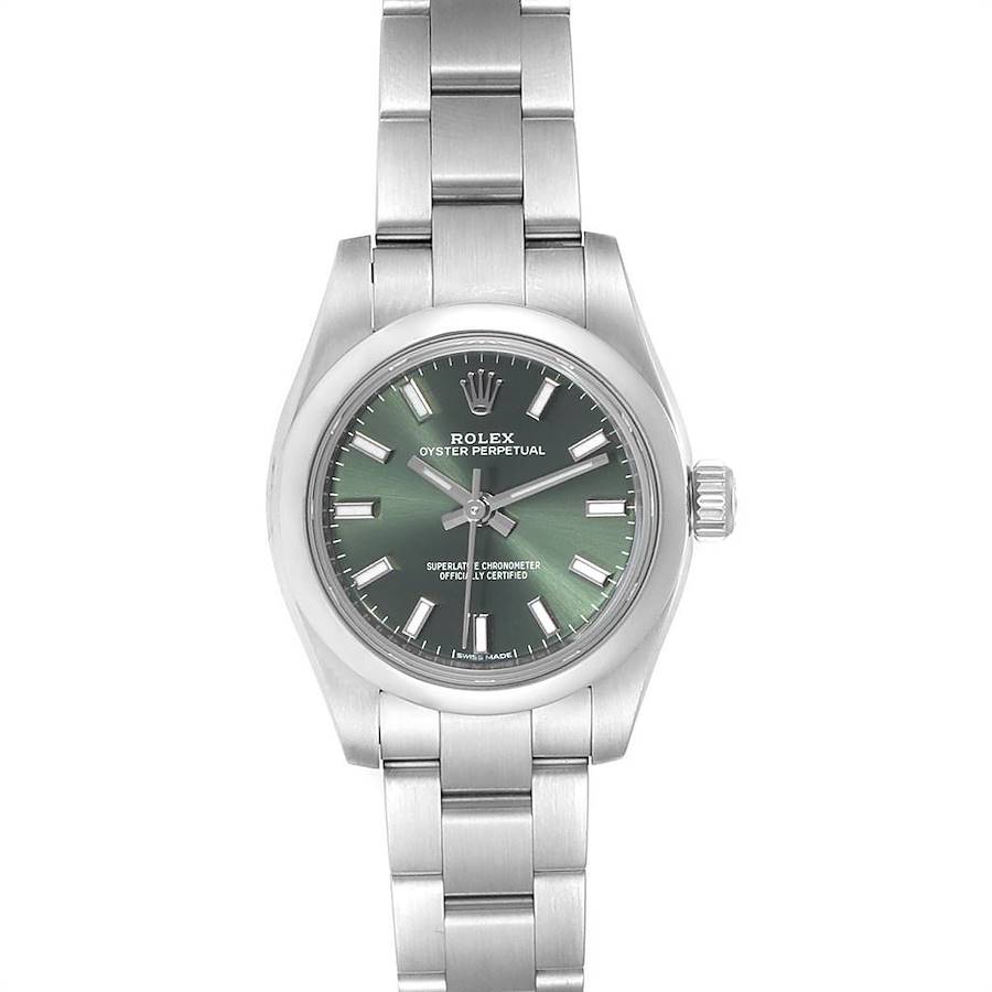 Rolex Oyster Perpetual Nondate Green Dial Ladies Watch 176200 Box Card SwissWatchExpo