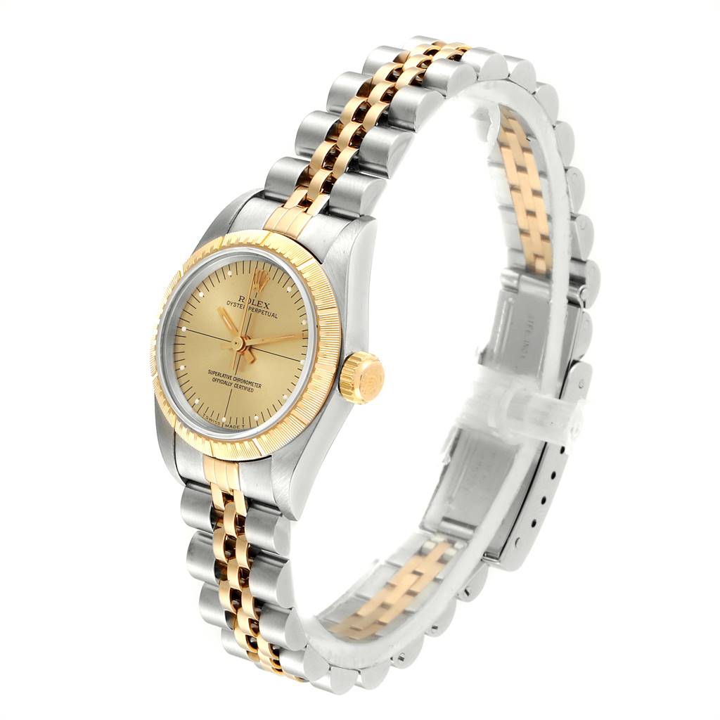 Rolex Oyster Perpetual NonDate Ladies Steel Yellow Gold Watch 67243 ...