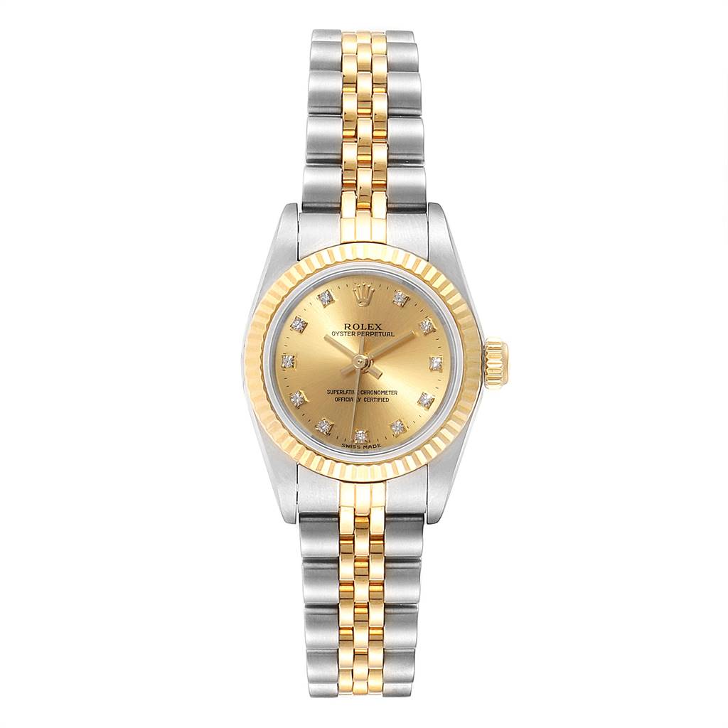 Rolex Oyster Perpetual Steel Yellow Gold Diamond Ladies Watch 76193 ...