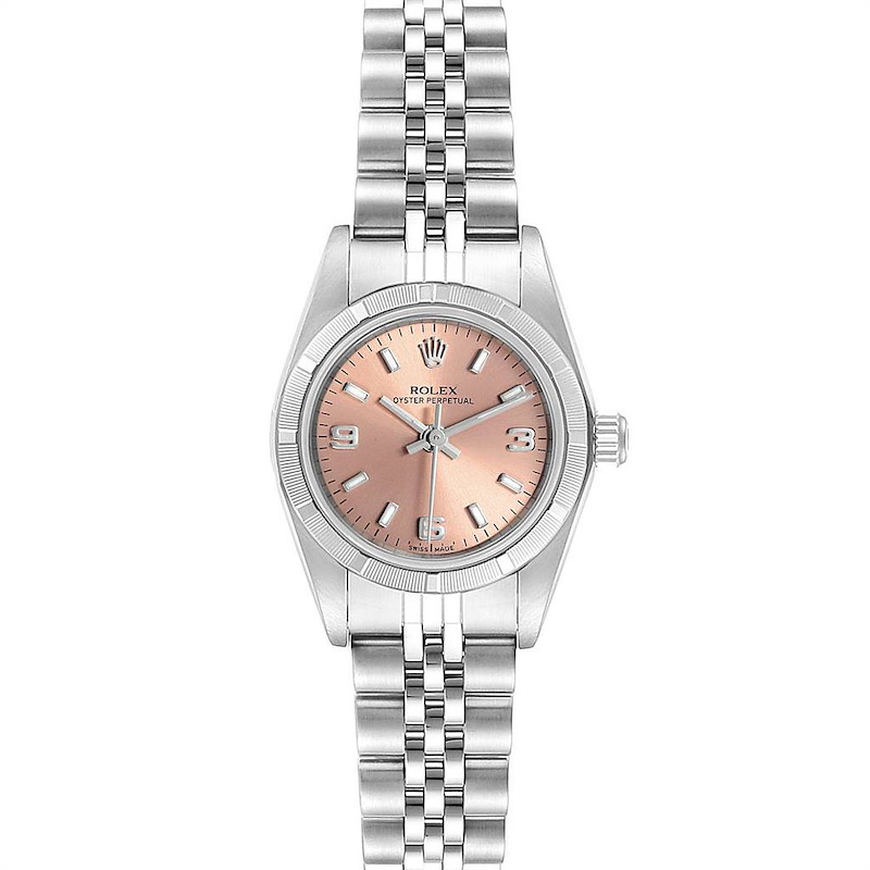 Rolex Oyster Perpetual Salmon Dial Steel Ladies Watch 76030 Box SwissWatchExpo