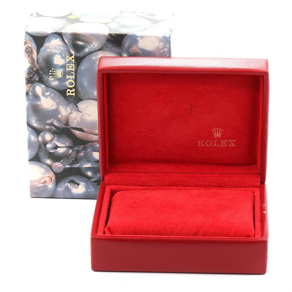 The image shows a Rolex Oyster Perpetual 67193 Women's Steel and Gold (two tone) Grey Dial 67193 Women's Steel and Gold (two tone) Grey Dial watch box, open and empty, with the outer packaging visible.