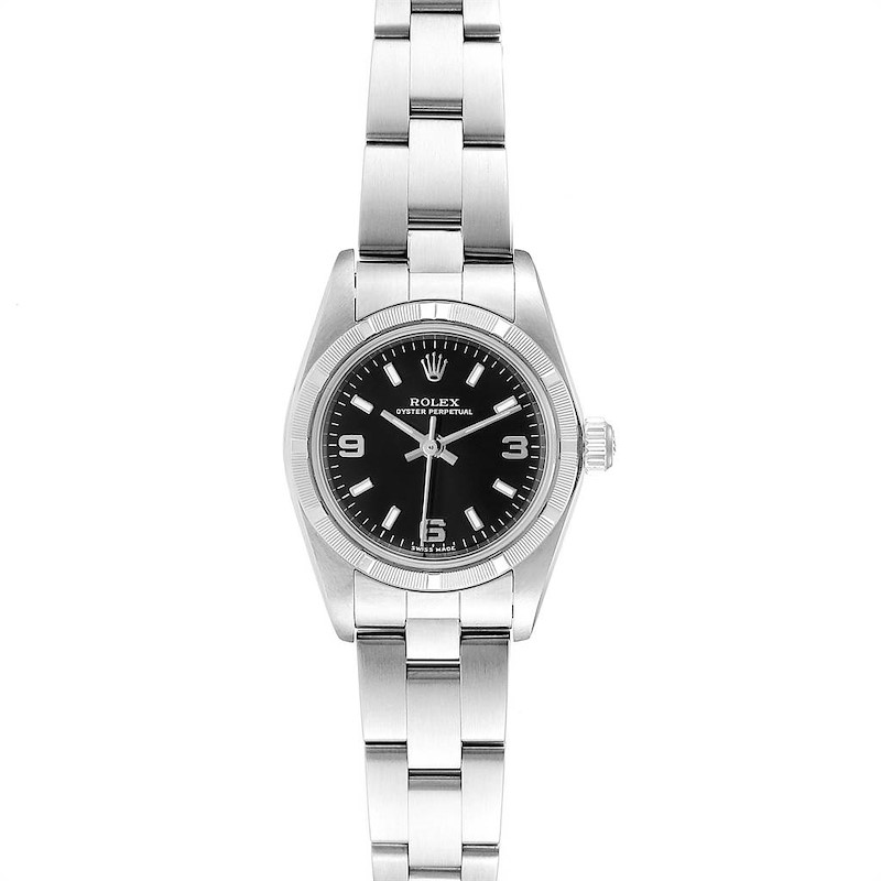 Rolex Oyster Perpetual NonDate Black Dial Ladies Watch 76030 SwissWatchExpo