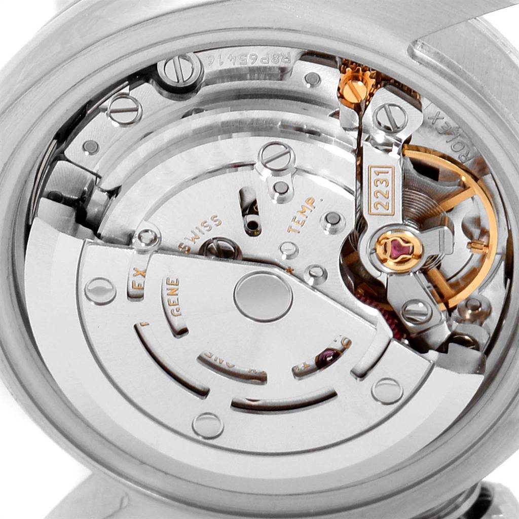 This image shows the movement mechanism from the back of a Rolex Oyster Perpetual 176200 Women's Stainless Steel White Dial 176200 Women's Stainless Steel White Dial watch.