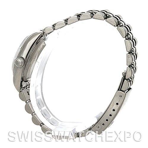 The image shows a side view of a Rolex Oyster Perpetual 67180 Women's Stainless Steel Blue Dial 67180 Women's Stainless Steel Blue Dial watch, focusing on the bracelet and case.