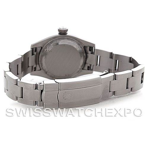 The image shows the backside and clasp of a Rolex Oyster Perpetual 176234 Women's Stainless Steel White Dial 176234 Women's Stainless Steel White Dial watch.