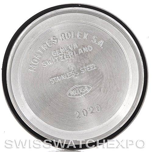 This image shows the inside case back of a Rolex Oyster Perpetual 67193 Women's Steel and Gold (two tone) Champagne Dial 67193 Women's Steel and Gold (two tone) Champagne Dial watch, engraved with branding and specifications.