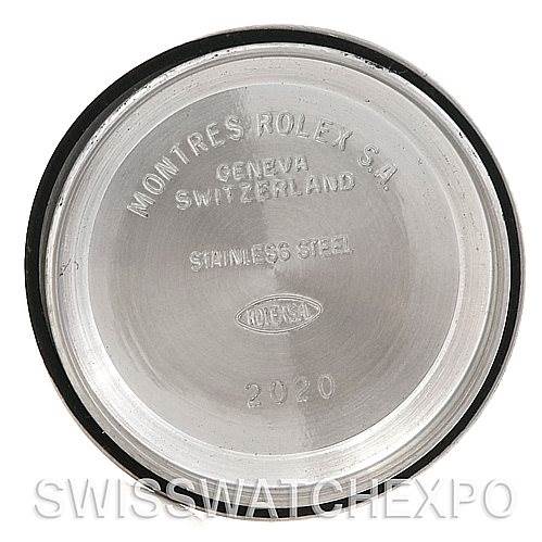 The image shows the inner case back of a Rolex Oyster Perpetual 76193 Women's Steel and Gold (two tone) Champagne Dial 76193 Women's Steel and Gold (two tone) Champagne Dial watch, inscribed with brand and material details.