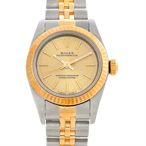 Photo of Rolex Non-Date Ladies Steel 18k Yellow Gold 76193 Watch