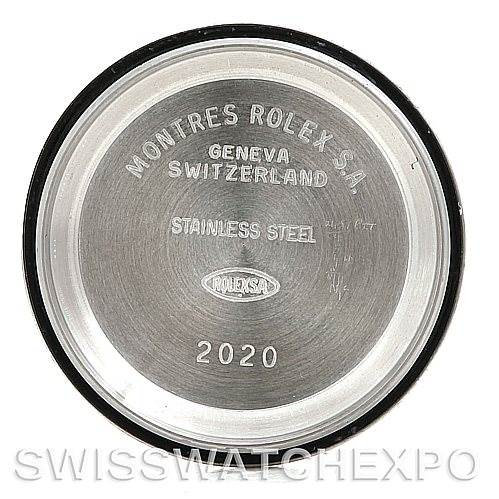 This image shows the back case cover of a Rolex Oyster Perpetual 76243 Women's Steel and Gold (two tone) Silver Dial 76243 Women's Steel and Gold (two tone) Silver Dial watch, engraved with details such as "MONTRÉS ROLEX S.A." and "2020."