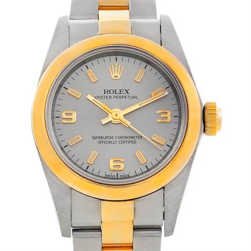 Photo of Rolex NonDate Ladies Steel 18k Yellow Gold Watch 76183