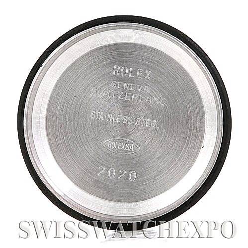 This image shows the case back of a Rolex Oyster Perpetual 76193 Women's Steel and Gold (two tone) Black Dial 76193 Women's Steel and Gold (two tone) Black Dial watch, featuring engraved details and the year 2020.