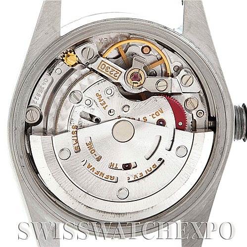 This image shows the internal mechanism of a Rolex Oyster Perpetual 76080 Women's Stainless Steel Pink Dial 76080 Women's Stainless Steel Pink Dial watch, viewed from the back without the case back.