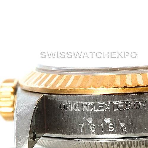 The image shows a close-up of the Oyster Perpetual Rolex watch, highlighting its bezel and part of the bracelet.