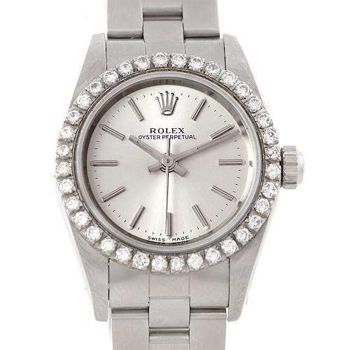 Photo of Rolex Nondate Ladies Steel Diamond Watch 76080