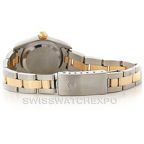 The image shows the back and bracelet of a Rolex Oyster Perpetual 67233 Women's Steel and Gold (two tone) White Dial 67233 Women's Steel and Gold (two tone) White Dial watch, highlighting the clasp and links.