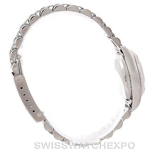 The image shows a side view of the bracelet and case of the Rolex Oyster Perpetual 76030 Women's Stainless Steel Pink Dial 76030 Women's Stainless Steel Pink Dial watch.