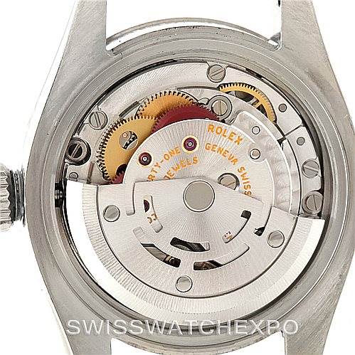 This image shows the internal mechanical movement of the Rolex Oyster Perpetual 176234 Women's Stainless Steel Pink Dial 176234 Women's Stainless Steel Pink Dial watch seen from the back.
