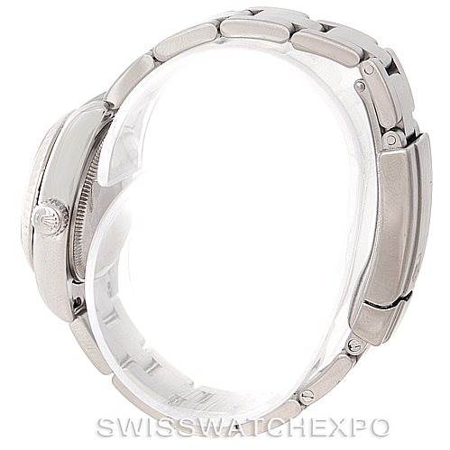 The image shows a side view of the Rolex Oyster Perpetual 176234 Women's Stainless Steel Pink Dial 176234 Women's Stainless Steel Pink Dial watch, highlighting the watch band and the crown.