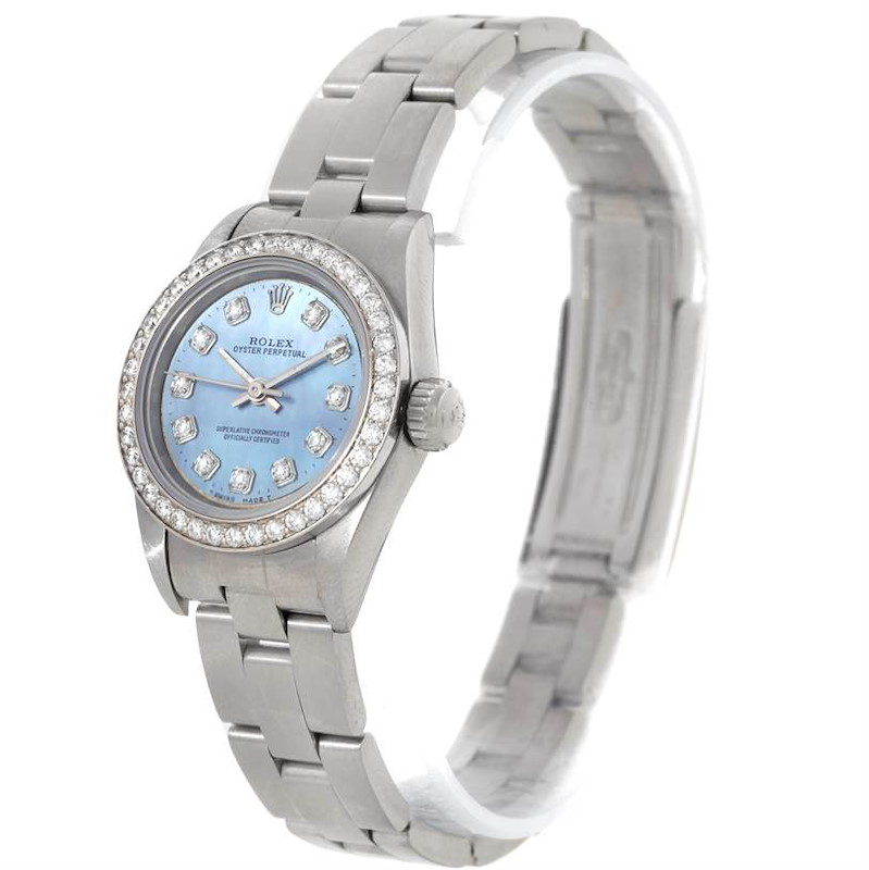 Rolex Oyster Perpetual Ladies Mother of Pearl Diamond Watch 67180 SwissWatchExpo