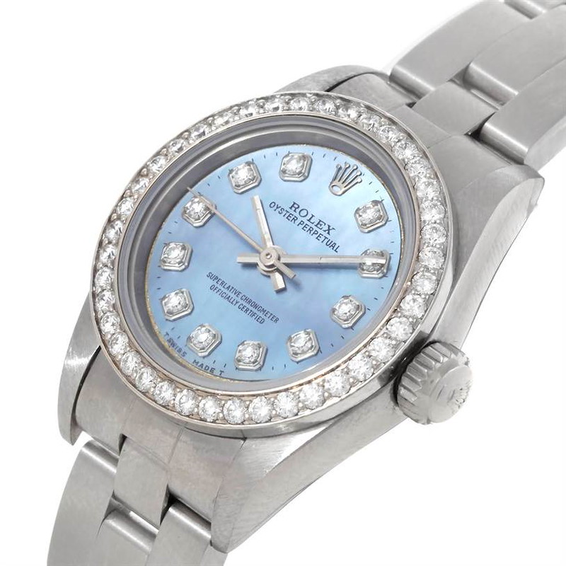 Rolex Oyster Perpetual Ladies Mother of Pearl Diamond Watch 67180