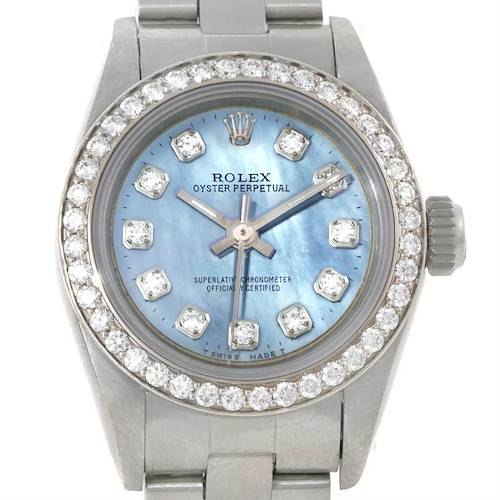 Photo of Rolex Oyster Perpetual Ladies Mother of Pearl Diamond Watch 67180