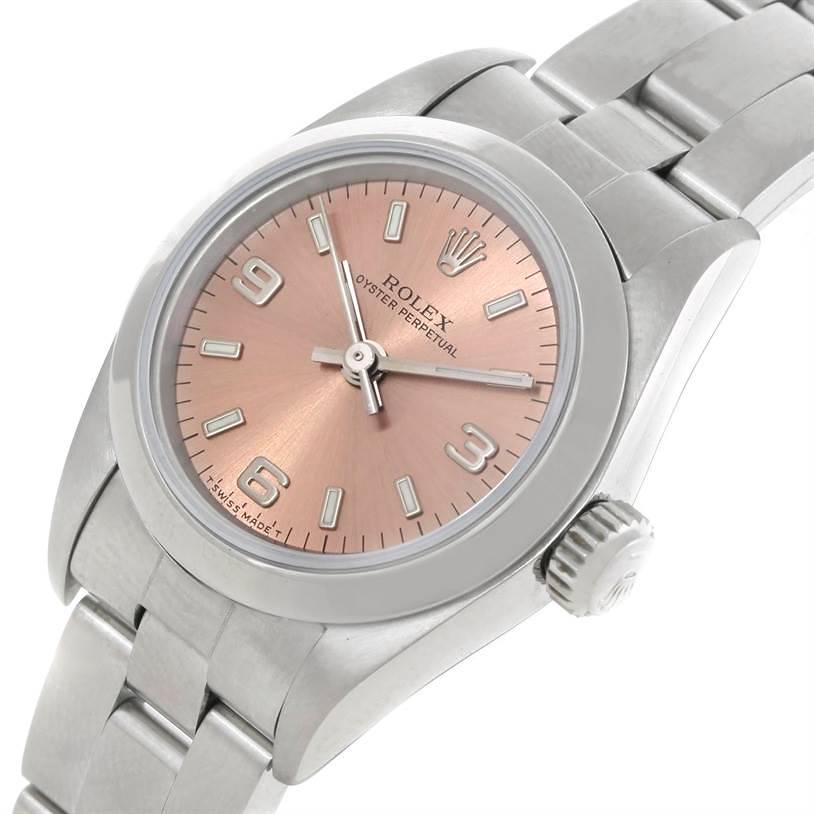 Rolex Oyster Perpetual Ladies Steel Salmon Dial Watch 67180 ...